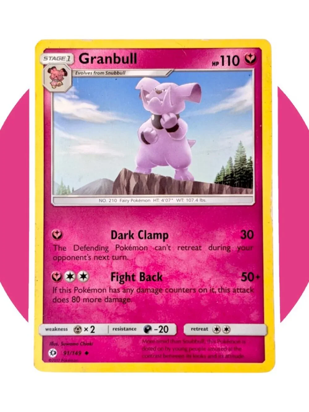 Sun & Moon Pokemon Card (XX74): Granbull 91/149